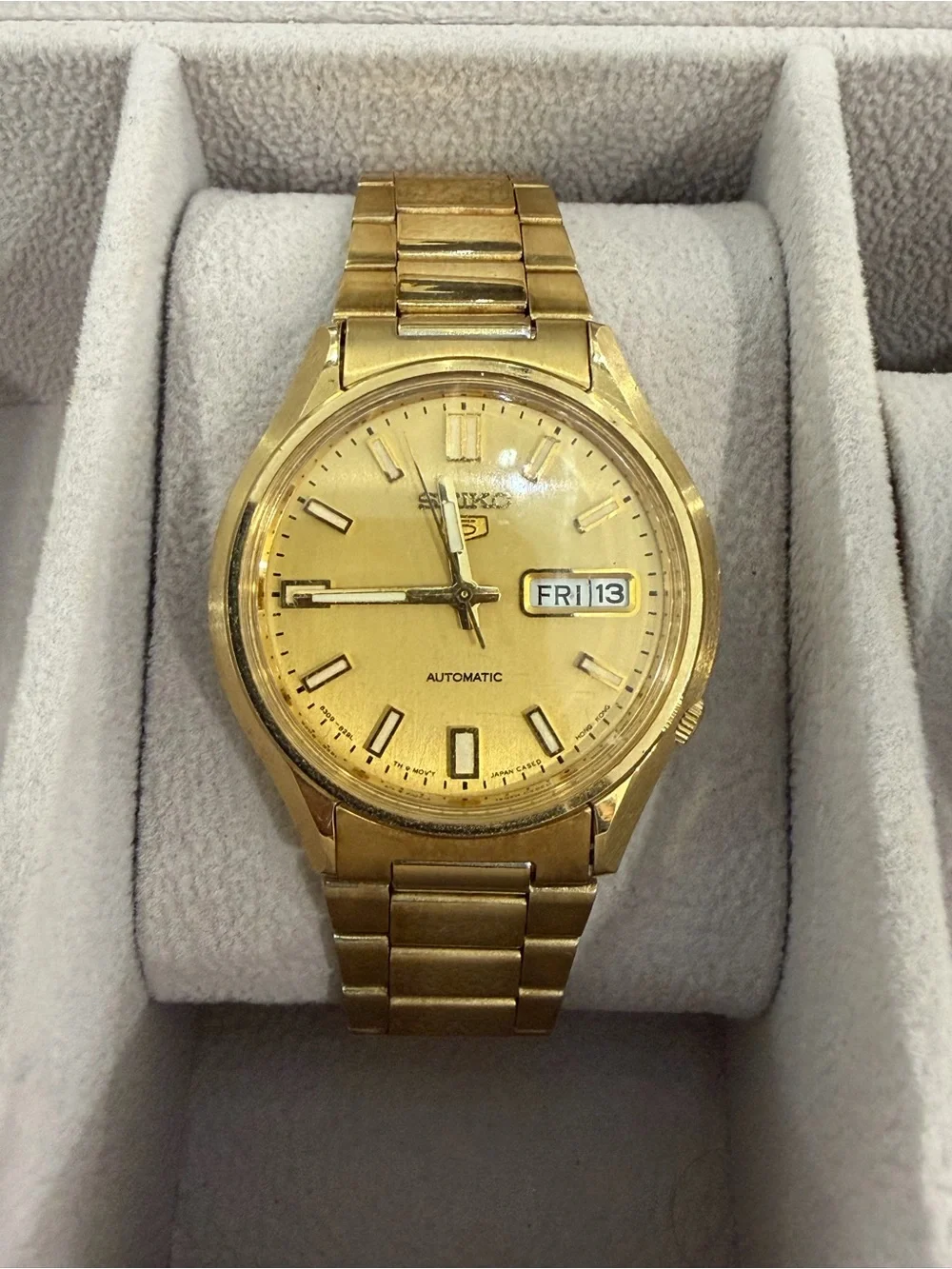Seiko Gold-Tone Automatic Watch with Day/Date Display